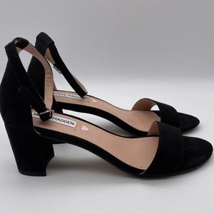 Steve Madden Women Ankle Strap Sandals Black Suede